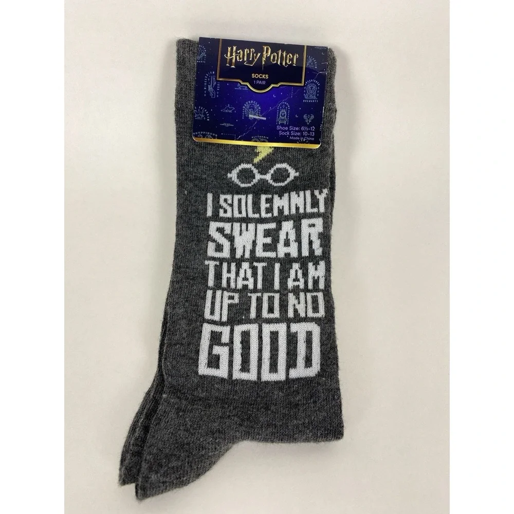 Harry Potter Adult Crew Socks Sz 6.5-12 Hogwarts Novelty Graphic Wizarding World